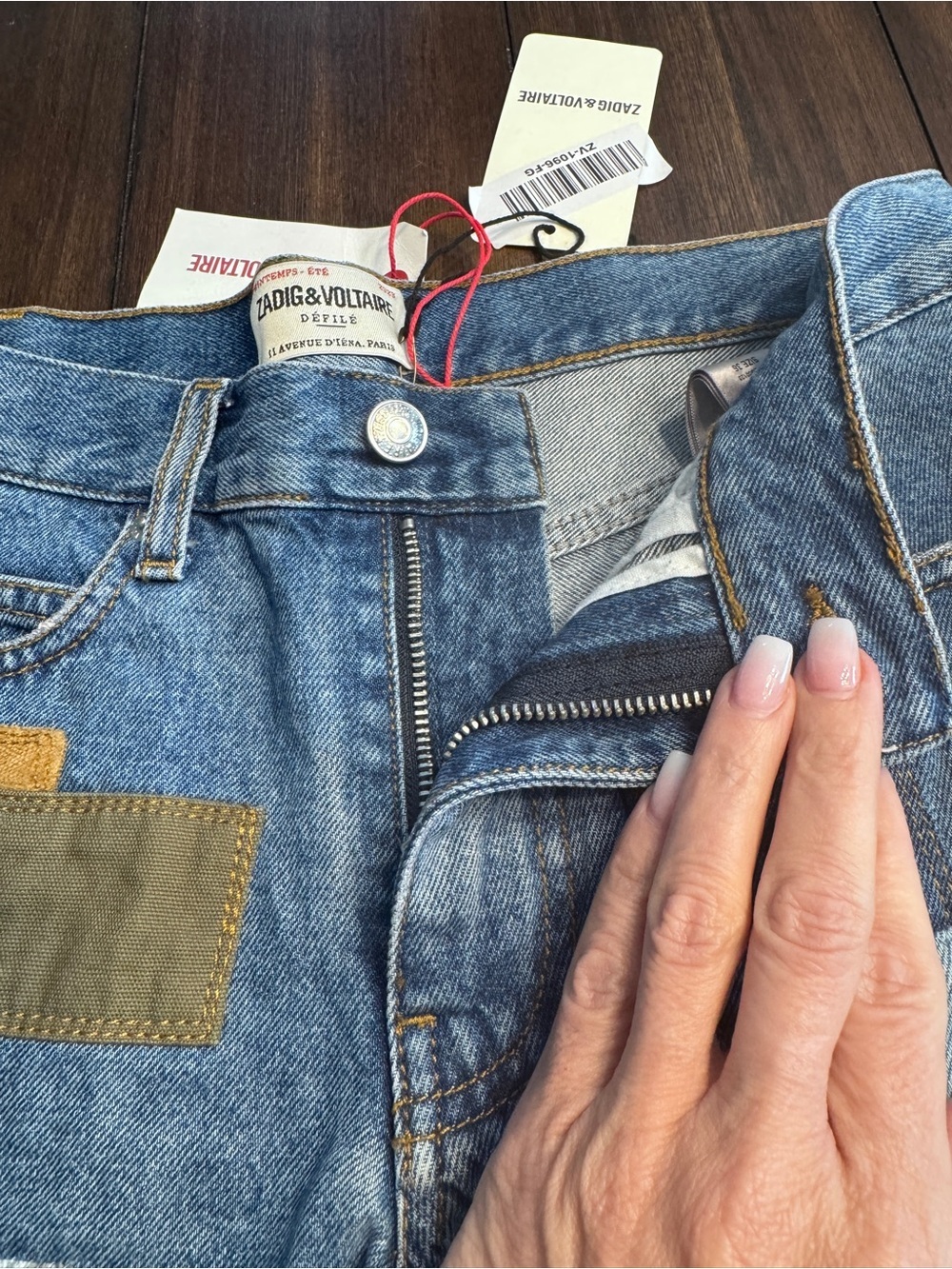 Zadig & Voltaire Défilé Sina Denim Eco Patch Shorts NWT Designer Jean Shorts F36 - Picture 7 of 16